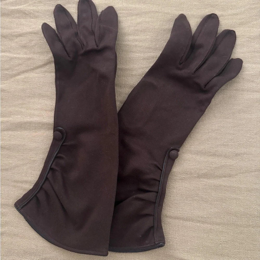 Vintage Chocolate Brown Long Dress Gloves XS/S